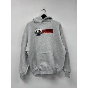 Vintage Biohazard Hoodie Mens XL Gray New World Disorder Jerzees Band 90s